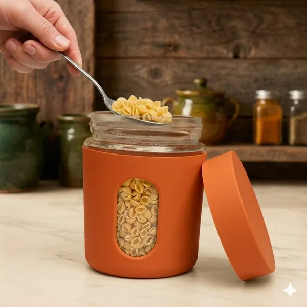 Dribble_Stainless_Steel_Storage_Jar_Set_Of_2_With_Glass_Window_|_Airtight_Kitchen_Canister_Containers_For_Rice,_Pulses,_Spices_&_Dry_Fruits_|_Moisture_Proof_(Orange)_(400Ml_Each)
