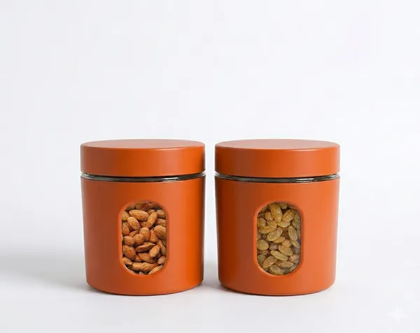 Dribble_Stainless_Steel_Storage_Jar_Set_Of_2_With_Glass_Window_|_Airtight_Kitchen_Canister_Containers_For_Rice,_Pulses,_Spices_&_Dry_Fruits_|_Moisture_Proof_(Orange)_(400Ml_Each)