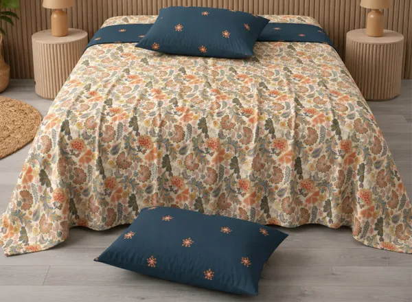 Dribble_King_Size_Bedsheet_210_TC_with_2_Pillow_Covers_�_108_x_108_Inches_Extra_Large_�_Soft_Cotton_Fabric,_Breathable_Printed_Bedding_Set_for_Bedroom_Home_Hotel_Design_-_Eternal_Spring