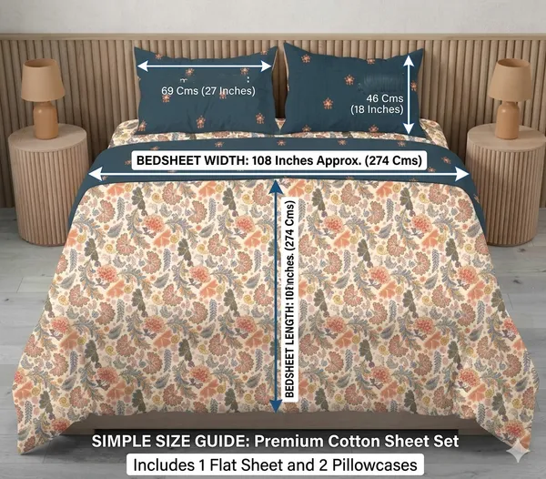 Dribble_King_Size_Bedsheet_210_TC_with_2_Pillow_Covers_�_108_x_108_Inches_Extra_Large_�_Soft_Cotton_Fabric,_Breathable_Printed_Bedding_Set_for_Bedroom_Home_Hotel_Design_-_Eternal_Spring