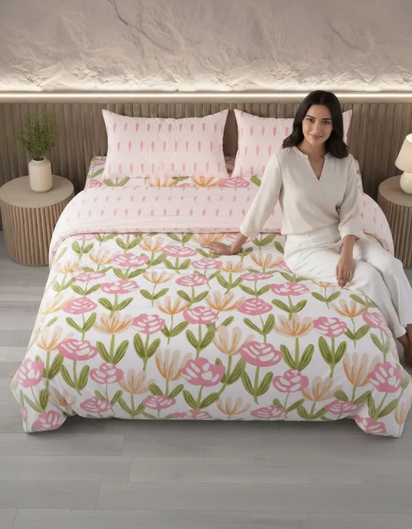 Dribble_King_Size_Bedsheet_210_TC_with_2_Pillow_Covers_�_108_x_108_Inches_Extra_Large_�_Soft_Cotton_Fabric,_Breathable_Printed_Bedding_Set_for_Bedroom_Home_Hotel_Design_-_Rose_Blush