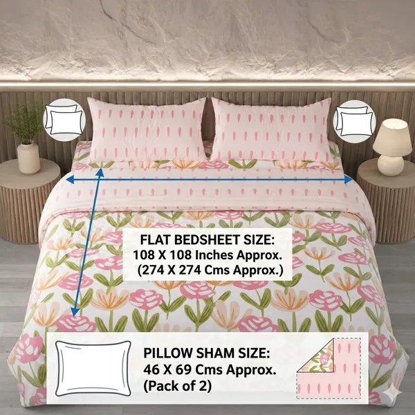 Dribble_King_Size_Bedsheet_210_TC_with_2_Pillow_Covers_�_108_x_108_Inches_Extra_Large_�_Soft_Cotton_Fabric,_Breathable_Printed_Bedding_Set_for_Bedroom_Home_Hotel_Design_-_Rose_Blush
