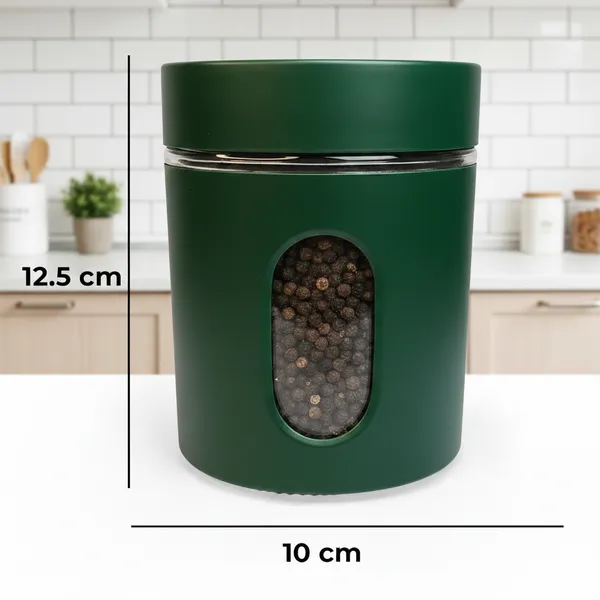 Dribble_Stainless_Steel_Storage_Jar_Set_Of_3_With_Glass_Window_|_Airtight_Kitchen_Canister_Containers_For_Rice,_Pulses,_Spices_&_Dry_Fruits_|_Moisture_Proof_(Green)_(400Ml_Each)
