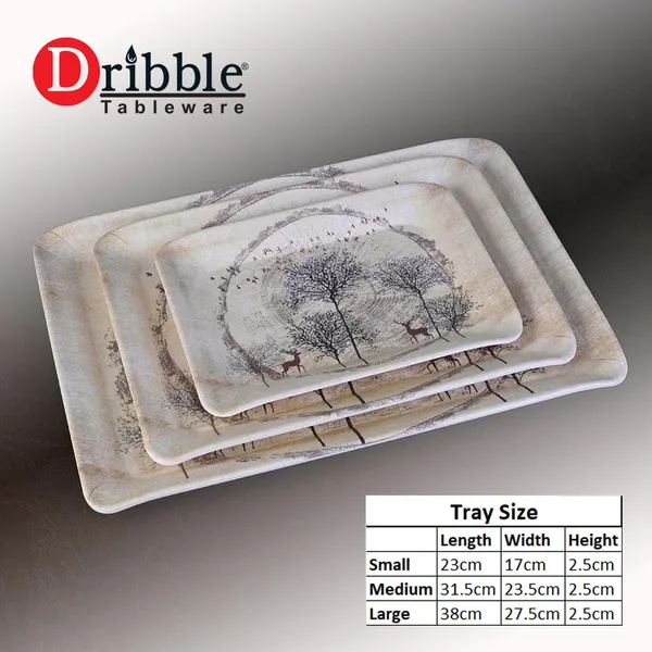 Dribble_Melamine_Serving_Tray_Set_Of_3_Small_23Cm_L_X17Cm_W_X2_5_Cm_H_Medium_31_5_Cm_L_X_23_5_Cm_W_X2_5_Cm_H_And_Large_38Cm_L_X27_5_Cm_W_X2_5_Cm_H_Tray_Shape_Rectangular_Design_Antique