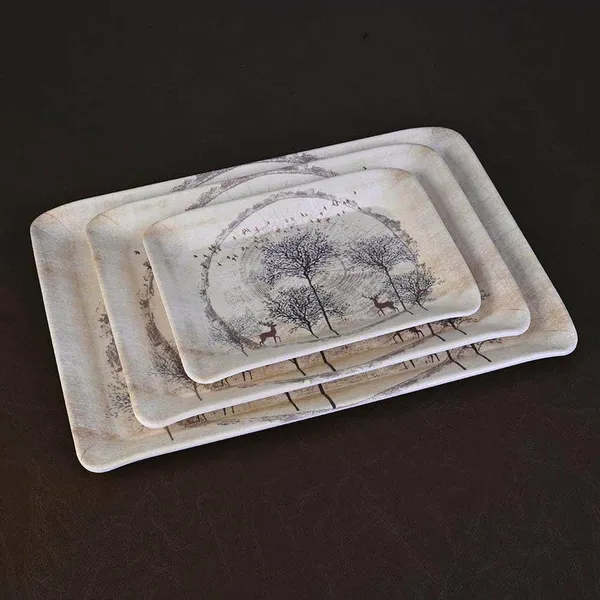 Dribble_Melamine_Serving_Tray_Set_Of_3_Small_23Cm_L_X17Cm_W_X2_5_Cm_H_Medium_31_5_Cm_L_X_23_5_Cm_W_X2_5_Cm_H_And_Large_38Cm_L_X27_5_Cm_W_X2_5_Cm_H_Tray_Shape_Rectangular_Design_Antique