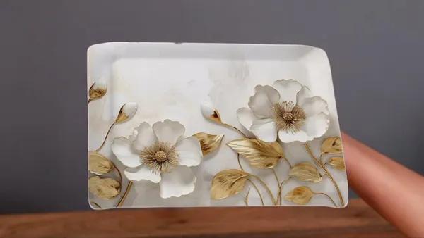Dribble_100_Pure_Melamine_Serving_Tray_Set_Of_3_Small_Medium_Large_Food_Grade_Bpa_Free_For_Kitchen_Dining_Serving_Tea_Coffee_And_Meals_Shape_Rectangular_Design_Daisy_Delight