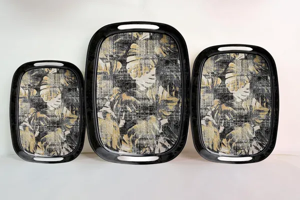 Dribble_100_Pure_Melamine_Serving_Tray_With_Handle_Set_Of_3_Small_Medium_Large_Food_Grade_Bpa_Free_For_Kitchen_Dining_Serving_Tea_Coffee_And_Meals_Shape_Rectangular_Design_Earthy_Bloom
