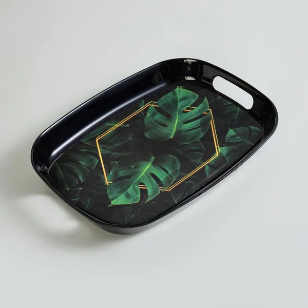 Dribble_100_Pure_Melamine_Serving_Tray_With_Handle_Small_Food_Grade_Bpa_Free_For_Kitchen_Dining_Serving_Tea_Coffee_And_Meals_Shape_Rectangular_Design_Night_Safari_Pack_of_2