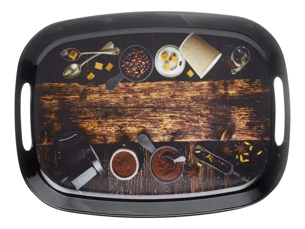 Dribble_100%_Pure_Melamine_Serving_Tray_with_Handle(Medium_and_Large)Sizes,_Food_Grade,_BPA_Free,_for_Kitchen,_Dining,_Serving_Tea,_Coffee_and_Meals,_Shape_Rectangular,_Design:_Cafe_Culture