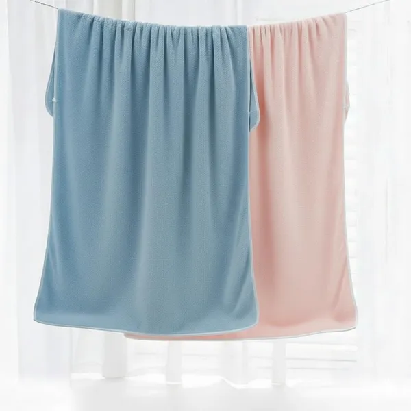 Dribble_Coral_Fleece_Weft_Knitting_400_Gsm_Bath_Towel_70_Cm_X_140_Cm_Ultra_Soft_Quick_Dry_Highly_Absorbent_Lightweight_Skin_Friendly_Towel_For_Bathroom_Gym_Travel_Pink_Blue_Pack_Of_2