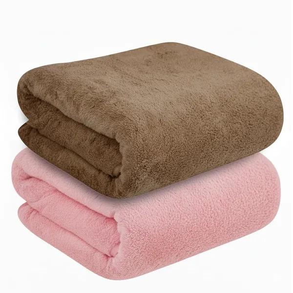 Dribble_Coral_Fleece_Weft_Knitting_400_Gsm_Bath_Towel_70_Cm_X_140_Cm_Ultra_Soft_Quick_Dry_Highly_Absorbent_Lightweight_Skin_Friendly_Towel_For_Bathroom_Gym_Travel_Pink_Brown_Pack_Of_2