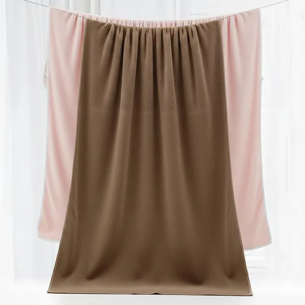 Dribble_Coral_Fleece_Weft_Knitting_400_Gsm_Bath_Towel_70_Cm_X_140_Cm_Ultra_Soft_Quick_Dry_Highly_Absorbent_Lightweight_Skin_Friendly_Towel_For_Bathroom_Gym_Travel_Pink_Brown_Pack_Of_2