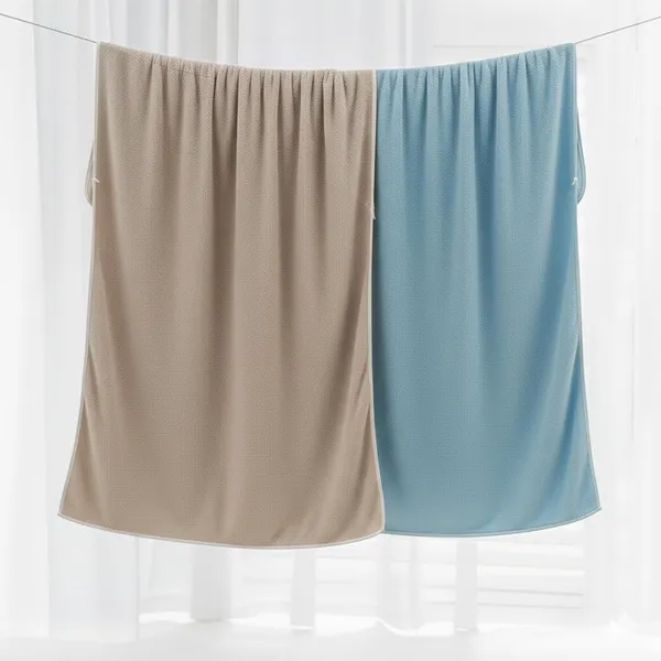 Dribble_Coral_Fleece_Weft_Knitting_400_Gsm_Bath_Towel_70_Cm_X_140_Cm_Ultra_Soft_Quick_Dry_Highly_Absorbent_Lightweight_Skin_Friendly_Towel_For_Bathroom_Gym_Travel_Brown_Blue_Pack_Of_2