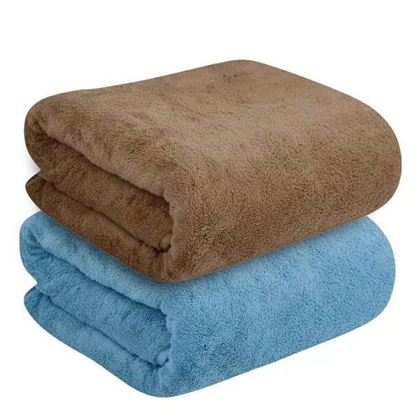 Dribble_Coral_Fleece_Weft_Knitting_400_Gsm_Bath_Towel_70_Cm_X_140_Cm_Ultra_Soft_Quick_Dry_Highly_Absorbent_Lightweight_Skin_Friendly_Towel_For_Bathroom_Gym_Travel_Brown_Blue_Pack_Of_2