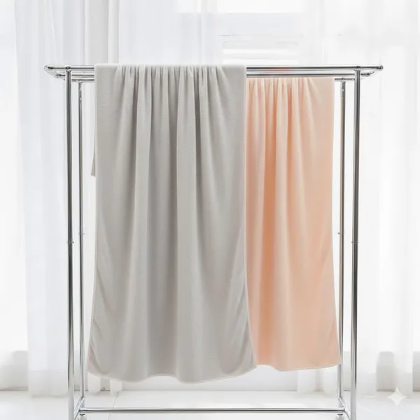 Dribble_Coral_Fleece_450Gsm_Bath_Towel_70X140_Cm_Ultra_Soft_Quick_Dry_Highly_Absorbent_Lightweight_Skin_Friendly_Towel_For_Bathroom_Gym_Travel_Peach_Grey_Pack_Of_2