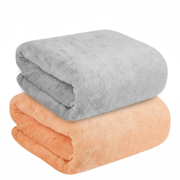 Dribble_Coral_Fleece_450Gsm_Bath_Towel_70X140_Cm_Ultra_Soft_Quick_Dry_Highly_Absorbent_Lightweight_Skin_Friendly_Towel_For_Bathroom_Gym_Travel_Peach_Grey_Pack_Of_2