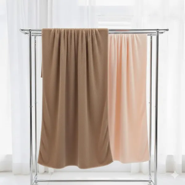 Dribble_Coral_Fleece_450Gsm_Bath_Towel_70X140_Cm_Ultra_Soft_Quick_Dry_Highly_Absorbent_Lightweight_Skin_Friendly_Towel_For_Bathroom_Gym_Travel_Peach_Brown_Pack_Of_2
