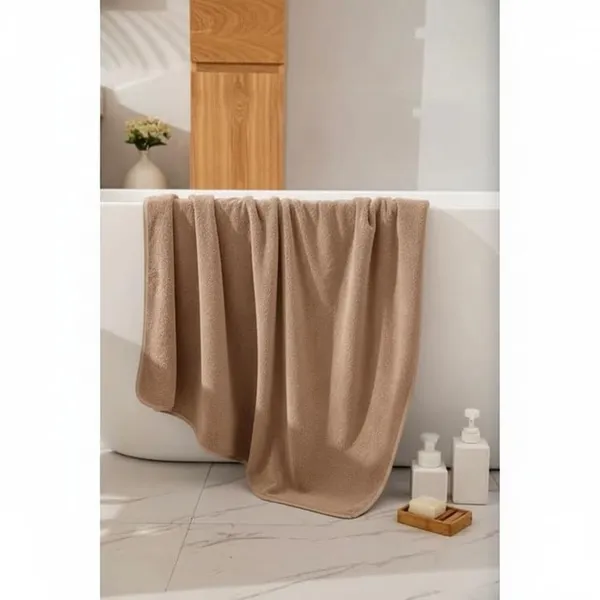 Dribble_Coral_Fleece_450Gsm_Bath_Towel_70X140_Cm_Ultra_Soft_Quick_Dry_Highly_Absorbent_Lightweight_Skin_Friendly_Towel_For_Bathroom_Gym_Travel_Peach_Brown_Pack_Of_2