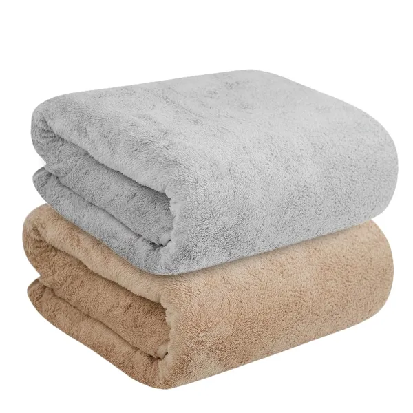 Dribble_Coral_Fleece_450Gsm_Bath_Towel_70X140_Cm_|_Ultra_Soft,_Quick_Dry,_Highly_Absorbent_|_Lightweight_&_Skin-Friendly_Towel_For_Bathroom,_Gym_&_Travel,_(Brown/Grey)-Pack_Of_2