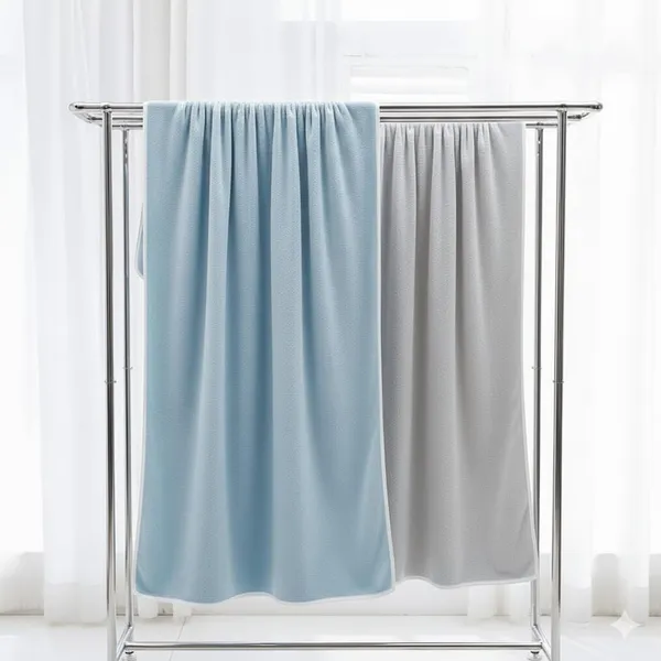 Dribble_Coral_Fleece_450Gsm_Bath_Towel_70X140_Cm_Ultra_Soft_Quick_Dry_Highly_Absorbent_Lightweight_Skin_Friendly_Towel_For_Bathroom_Gym_Travel_Blue_Grey_Pack_Of_2