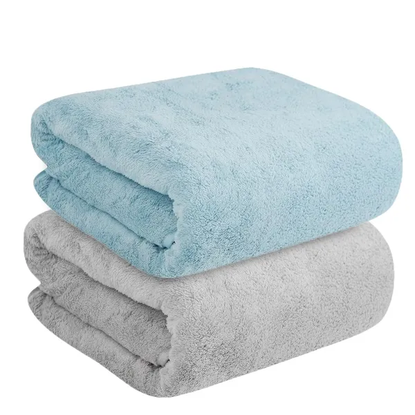 Dribble_Coral_Fleece_450Gsm_Bath_Towel_70X140_Cm_Ultra_Soft_Quick_Dry_Highly_Absorbent_Lightweight_Skin_Friendly_Towel_For_Bathroom_Gym_Travel_Blue_Grey_Pack_Of_2