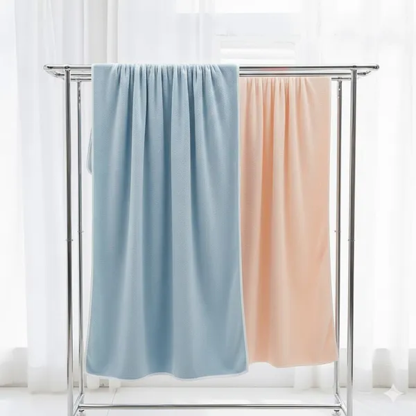 Dribble_Coral_Fleece_450Gsm_Bath_Towel_70X140_Cm_Ultra_Soft_Quick_Dry_Highly_Absorbent_Lightweight_Skin_Friendly_Towel_For_Bathroom_Gym_Travel_Peach_Blue_Pack_Of_2