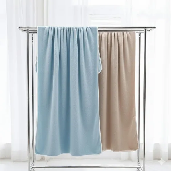 Dribble_Coral_Fleece_450Gsm_Bath_Towel_70X140_Cm_Ultra_Soft_Quick_Dry_Highly_Absorbent_Lightweight_Skin_Friendly_Towel_For_Bathroom_Gym_Travel_Brown_Blue_Pack_Of_2
