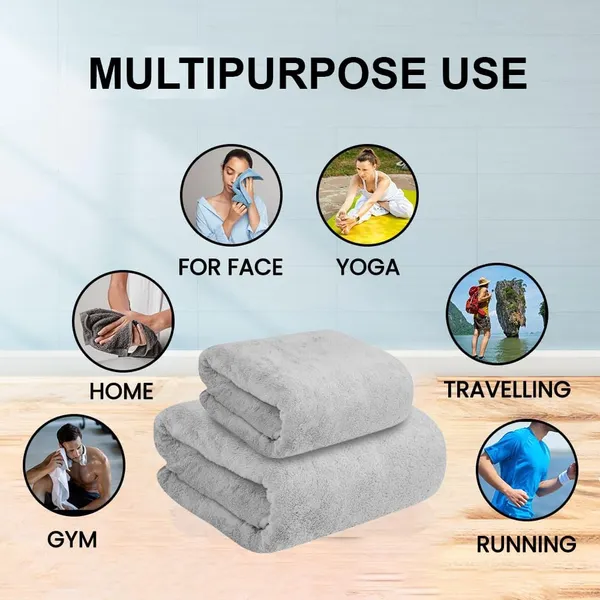 Dribble_Coral_Fleece_Microfiber_Towel_Set_Ultra_Soft_Highly_Absorbent_Hand_Towel_Bath_Towel_450Gsm_Quick_Dry_Towels_For_Bathroom_Home_Gym_Travel_Pack_Of_2_Grey