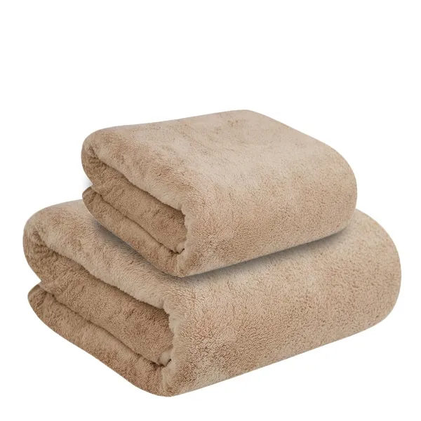 Dribble_Coral_Fleece_Microfiber_Towel_Set_Ultra_Soft_Highly_Absorbent_Hand_Towel_Bath_Towel_450Gsm_Quick_Dry_Towels_For_Bathroom_Home_Gym_Travel_Pack_Of_2_Brown