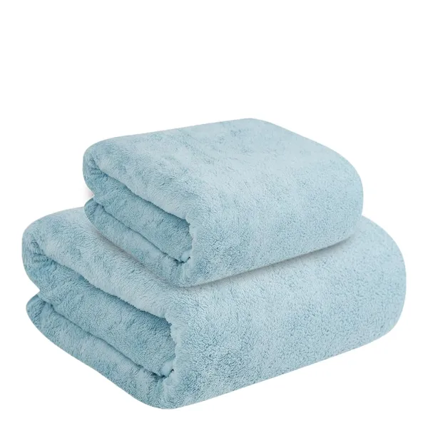 Dribble_Coral_Fleece_Microfiber_Towel_Set_Ultra_Soft_Highly_Absorbent_Hand_Towel_Bath_Towel_450Gsm_Quick_Dry_Towels_For_Bathroom_Home_Gym_Travel_Pack_Of_2_Blue