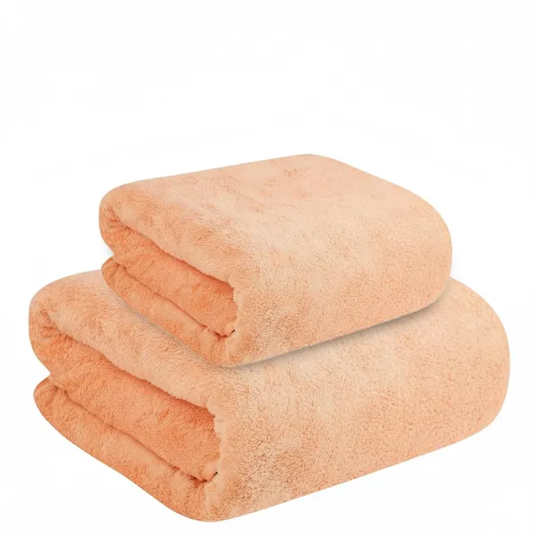 Dribble_Coral_Fleece_Microfiber_Towel_Set_|_Ultra_Soft_&_Highly_Absorbent_Hand_Towel_+_Bath_Towel_|_450Gsm_Quick_Dry_Towels_For_Bathroom,_Home,_Gym_&_Travel_(Pack_Of_2,_Peach)
