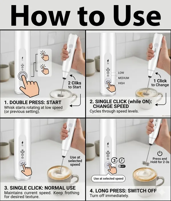 Dribble_Usb_Rechargeable_Milk_Frother_Egg_Beater_3_Speed_Handheld_Coffee_Frother_For_Cappuccino_Latte_Hot_Chocolate_Stainless_Steel_Whisk_Easy_To_Clean_White