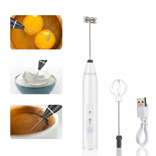 Dribble_Usb_Rechargeable_Milk_Frother_Egg_Beater_3_Speed_Handheld_Coffee_Frother_For_Cappuccino_Latte_Hot_Chocolate_Stainless_Steel_Whisk_Easy_To_Clean_White