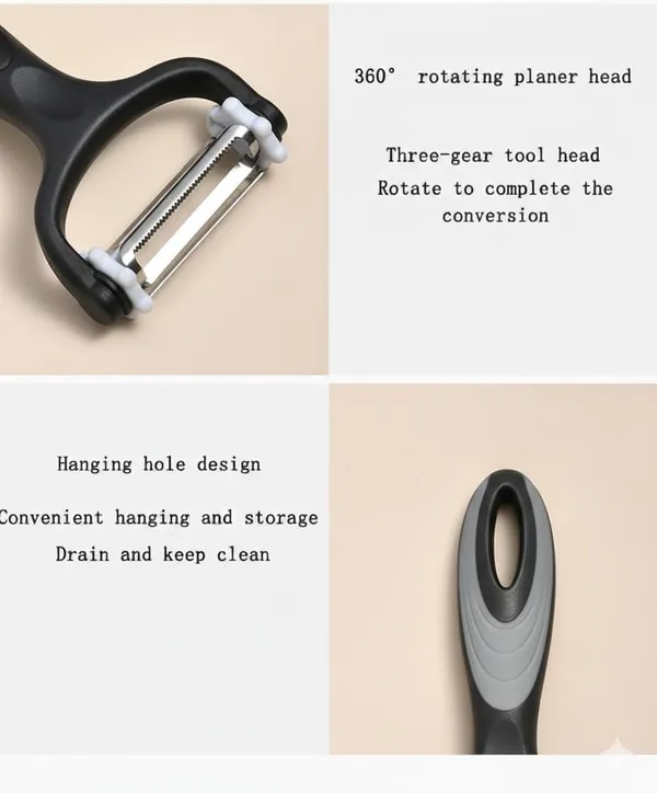 Dribble_Premium_3_In_1_Multi_Functional_Peeler_With_Sharp_Stainless_Steel_Straight_Serrated_And_Julienne_Blades_For_Potatoes_Carrots_Vegetables_Fruits_And_Salads_Black_Gray_Pack_Of_1_-_Pack_Of_2