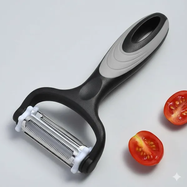 Dribble_Premium_3_In_1_Multi_Functional_Peeler_With_Sharp_Stainless_Steel_Straight_Serrated_And_Julienne_Blades_For_Potatoes_Carrots_Vegetables_Fruits_And_Salads_Black_Gray_Pack_Of_1_-_Pack_Of_2