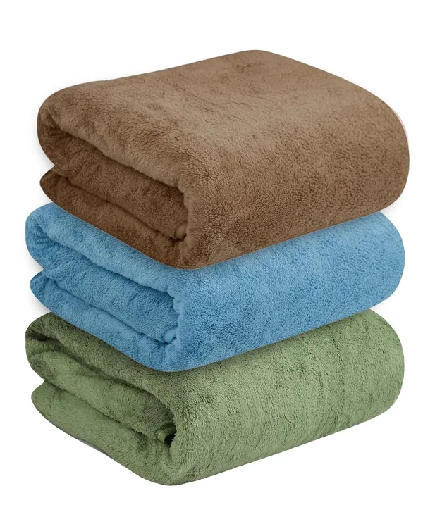 Dribble_Coral_Fleece_Weft_Knitting_400Gsm_Bath_Towel_70X140Cm_Ultra_Soft_Quick_Dry_Highly_Absorbent_Lightweight_Skin_Friendly_Towel_For_Bathroom_Gym_Travel_Brown_Blue_Green_Pack_Of_3