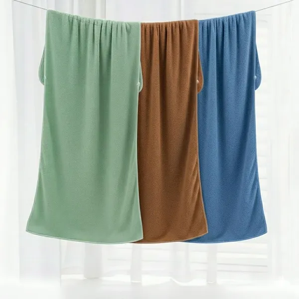 Dribble_Coral_Fleece_Weft_Knitting_400Gsm_Bath_Towel_70X140Cm_Ultra_Soft_Quick_Dry_Highly_Absorbent_Lightweight_Skin_Friendly_Towel_For_Bathroom_Gym_Travel_Brown_Blue_Green_Pack_Of_3