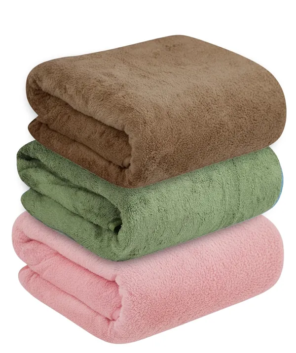 Dribble_Coral_Fleece_Weft_Knitting_400Gsm_Bath_Towel_70X140Cm_Ultra_Soft_Quick_Dry_Highly_Absorbent_Lightweight_Skin_Friendly_Towel_For_Bathroom_Gym_Travel_Brown_Green_Pink_Pack_Of_3