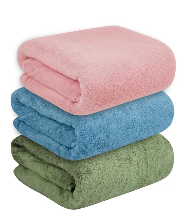 Dribble_Coral_Fleece_Weft_Knitting_400Gsm_Bath_Towel_70X140Cm_Ultra_Soft_Quick_Dry_Highly_Absorbent_Lightweight_Skin_Friendly_Towel_For_Bathroom_Gym_Travel_Green_Blue_Pink_Pack_Of_3