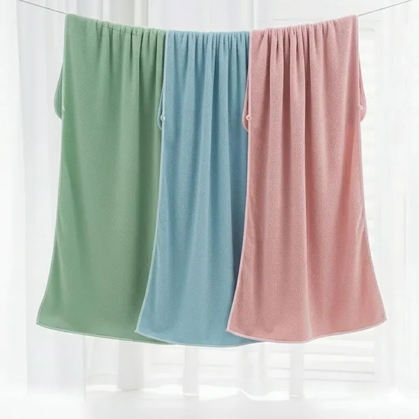 Dribble_Coral_Fleece_Weft_Knitting_400Gsm_Bath_Towel_70X140Cm_Ultra_Soft_Quick_Dry_Highly_Absorbent_Lightweight_Skin_Friendly_Towel_For_Bathroom_Gym_Travel_Green_Blue_Pink_Pack_Of_3