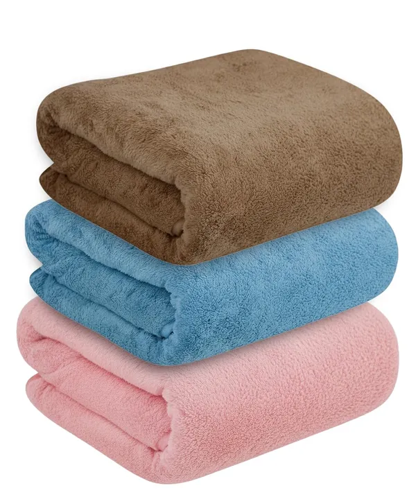 Dribble_Coral_Fleece_Weft_Knitting_400Gsm_Bath_Towel_70_X_140_Cm_Ultra_Soft_Quick_Dry_Highly_Absorbent_Lightweight_Skin_Friendly_Towel_For_Bathroom_Gym_Travel_Brown_Blue_Pink_Pack_Of_3