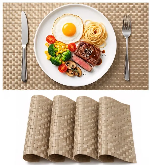 Dribble_Premium_Anti_Uv_Mesh_Woven_Pvc_Table_Placemats_Set_Of_4_Non_Slip_Heat_Resistant_Washable_Dining_Table_Mats_For_Kitchen_Dining_Office_45Cm_X_30Cm_Durable_Textured_Design_Golden