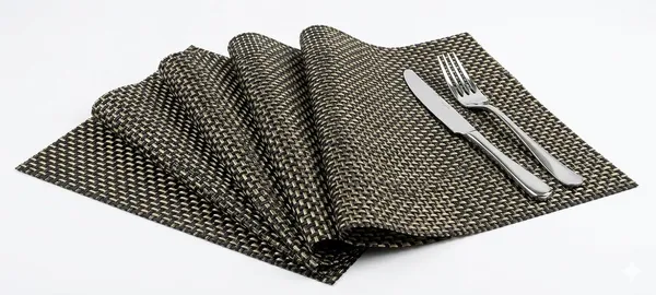Dribble_Premium_Anti_Uv_Mesh_Woven_Pvc_Table_Placemats_Set_Of_4_Non_Slip_Heat_Resistant_Washable_Dining_Table_Mats_For_Kitchen_Dining_Office_45Cm_X_30Cm_Durable_Textured_Design_Black