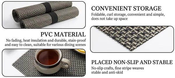 Dribble_Premium_Anti_Uv_Mesh_Woven_Pvc_Table_Placemats_Set_Of_4_Non_Slip_Heat_Resistant_Washable_Dining_Table_Mats_For_Kitchen_Dining_Office_45Cm_X_30Cm_Durable_Textured_Design_Black