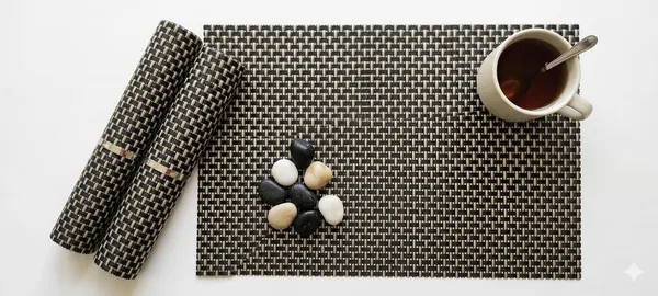 Dribble_Premium_Anti_Uv_Mesh_Woven_Pvc_Table_Placemats_Set_Of_4_Non_Slip_Heat_Resistant_Washable_Dining_Table_Mats_For_Kitchen_Dining_Office_45Cm_X_30Cm_Durable_Textured_Design_Black