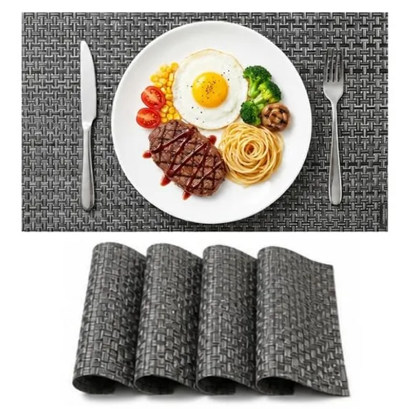 Dribble_Premium_Anti_Uv_Mesh_Woven_Pvc_Table_Placemats_Set_Of_4_Non_Slip_Heat_Resistant_Washable_Dining_Table_Mats_For_Kitchen_Dining_Office_Durable_Textured_Design_Grey