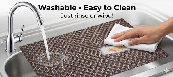 Dribble_Premium_Anti_Uv_Mesh_Woven_Pvc_Table_Placemats_Set_Of_4_Non_Slip_Heat_Resistant_Washable_Dining_Table_Mats_For_Kitchen_Dining_Office_45Cm_X_30Cm_Durable_Textured_Design_Brown