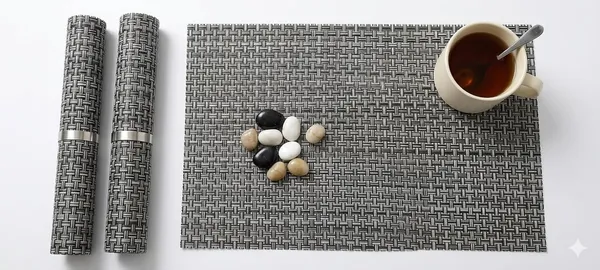 Dribble_Premium_Anti_Uv_Mesh_Woven_Pvc_Table_Placemats_Set_Of_6_Non_Slip_Heat_Resistant_Washable_Dining_Table_Mats_For_Kitchen_Dining_Office_45Cm_X_30Cm_Durable_Textured_Design_Grey