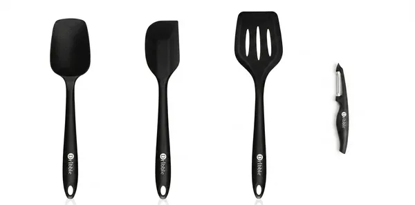 Dribble_Premium_Silicone_Spatula_Set_with_Vegetable_Peeler_(Black)_|_3_Pcs_Heat_Resistant_Non-Stick_Kitchen_Spatulas_+_Stainless_Steel_Peeler_|_BPA_Free_Cooking_&_Baking_Tools_for_Kitchen_Use