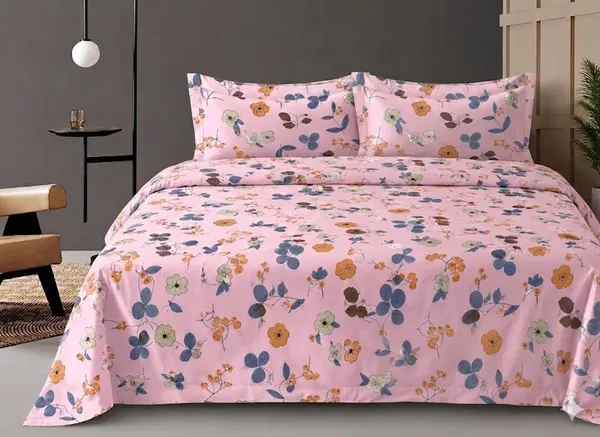 Dribble_Blooming_Pink_Queen_Size_Bedsheet_with_2_Pillow_Covers_|_186_TC_Soft_Cotton_Feel_Bed_Sheet_|_Breathable_Printed_Bedding_Set_|_Skin-Friendly_&_Durable_for_Bedroom,_Home_&_Hotel